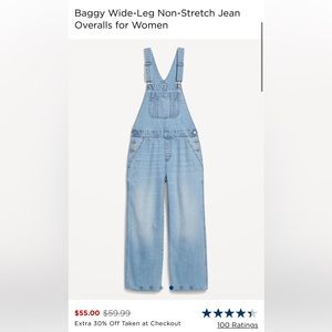 Denim wide leg overalls